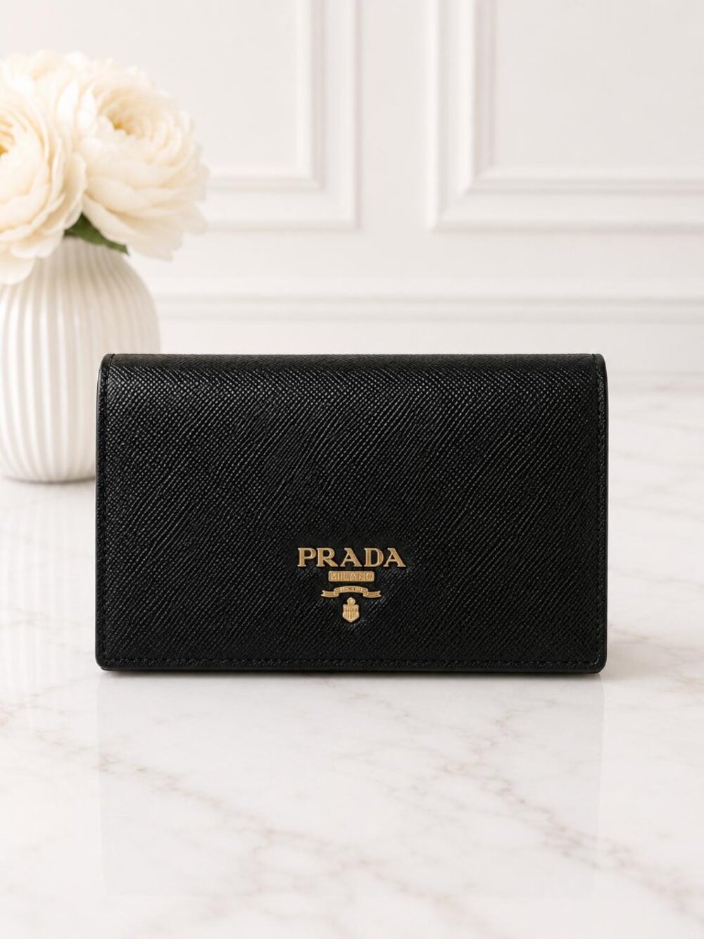 Authentic Prada Black Saffiano Leather Wallet